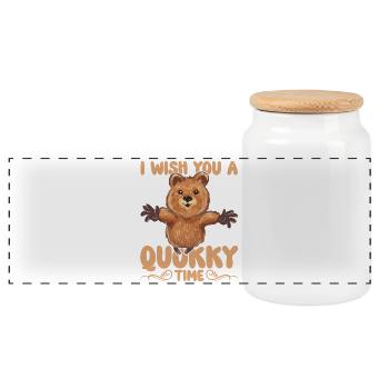 Je te souhaite un bon moment Quokka - Boîte à biscuits avec couvercle en bois - blanc - Devant