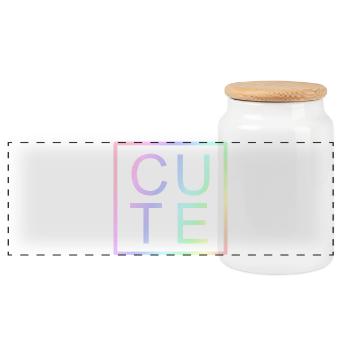 CUTE Pastell-Farbverlaufsbuchstaben - Panorama Keksdose mit Holzdeckel - Weiß - Vorne