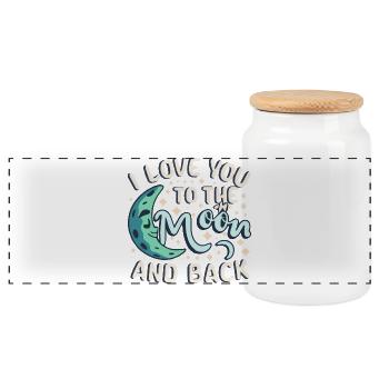To the Moon and Back - Eternal Love - Panoramic Cookie Jar with Wooden Lid - white - Front