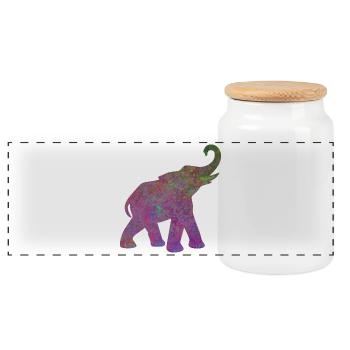 Yoga Yogi Elefant Indien Tierschutz Energie Power - Panorama Keksdose mit Holzdeckel - Weiß - Vorne