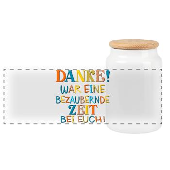 DANKESCHÖN BESUCH - Panorama Keksdose mit Holzdeckel - Weiß - Vorne