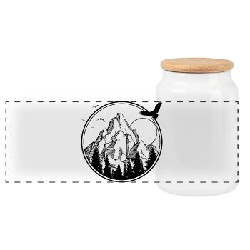 Silhouette de l’Oiseau de Minuit - Boîte à biscuits avec couvercle en bois - blanc - Devant