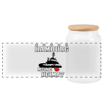 Hamburger Heimat 2 - Panorama Keksdose mit Holzdeckel - Weiß - Vorne