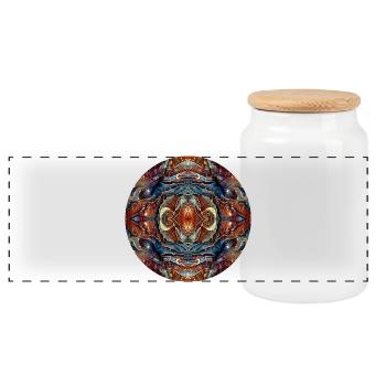 Nature Mandala Jordanie rocher coloré - Boîte à biscuits avec couvercle en bois - blanc - Devant
