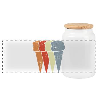 Vintage ice cream cones - Panoramic Cookie Jar with Wooden Lid - white - Front