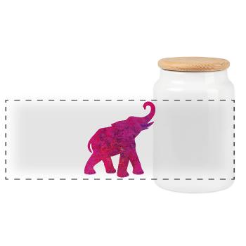 Yoga pink Elefant Struktur Meditation Indien Yogi - Panorama Keksdose mit Holzdeckel - Weiß - Vorne