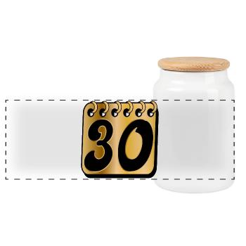 Thirty - 30th Birthday - Panoramic Cookie Jar with Wooden Lid - white - Front