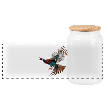 Pheasant Gift Bird Nature Animal Partridge Quail - Panoramic Cookie Jar with Wooden Lid - white - Front
