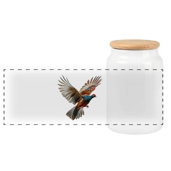 Pheasant Gift Bird Nature Animal Partridge Quail - Panoramic Cookie Jar with Wooden Lid - white - Front