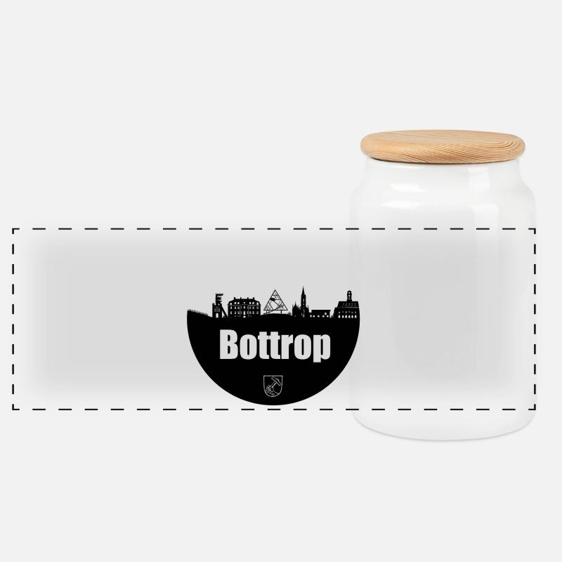 Bottrop Transparenz Skyline - Panorama Keksdose mit Holzdeckel - Weiß