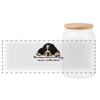 Bouvier bernois - Boîte à biscuits avec couvercle en bois - blanc - Devant