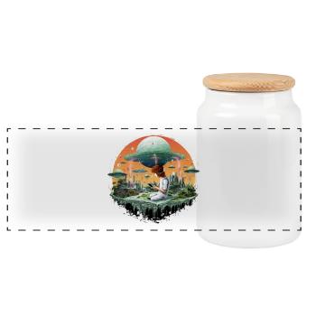 T-shirt de science-fiction méditation sur une planète extraterrestre - Boîte à biscuits avec couvercle en bois - blanc - Devant