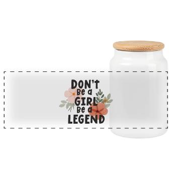 Don't Be a Girl, Be a Legend - Panoramic Cookie Jar with Wooden Lid - white - Front