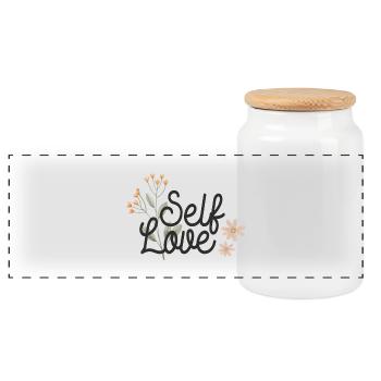 Amour de soi - Boîte à biscuits avec couvercle en bois - blanc - Devant