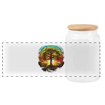 Chemise de l’Arbre de Vie dans la Nature du Coucher de Soleil - Boîte à biscuits avec couvercle en bois - blanc - Devant