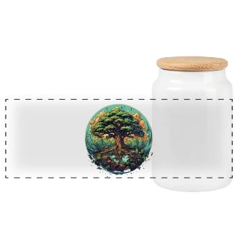 T-shirt Arbre de Vie aux Racines Fortes - Boîte à biscuits avec couvercle en bois - blanc - Devant