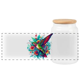 Kolibri - Panorama Keksdose mit Holzdeckel - Weiß - Vorne