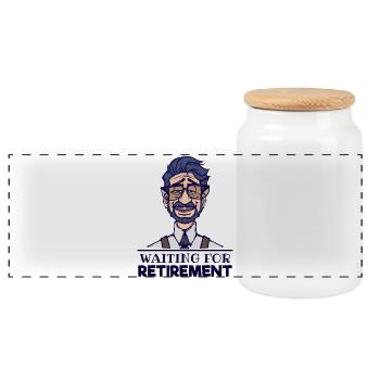 Retirement Senior Pensioner Pensioner Pension Freedom - Panoramic Cookie Jar with Wooden Lid - white - Front