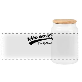 Freedom Statement Retirement Pensioner Senior - Panoramic Cookie Jar with Wooden Lid - white - Front