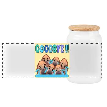 FAREWELL TEAM GOODBYE MONKEY - Panoramic Cookie Jar with Wooden Lid - white - Front