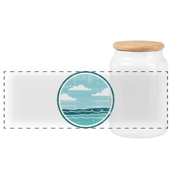 Emblème circulaire Ocean Horizon en sarcelle - Boîte à biscuits avec couvercle en bois - blanc - Devant