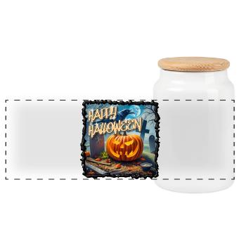 Mystère nocturne : le joyeux t-shirt d’Halloween - Boîte à biscuits avec couvercle en bois - blanc - Devant