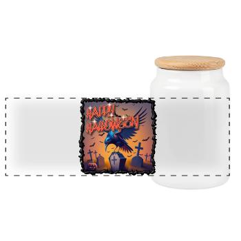 Symphonie nocturne : le design du t-shirt d’Halloween - Boîte à biscuits avec couvercle en bois - blanc - Devant
