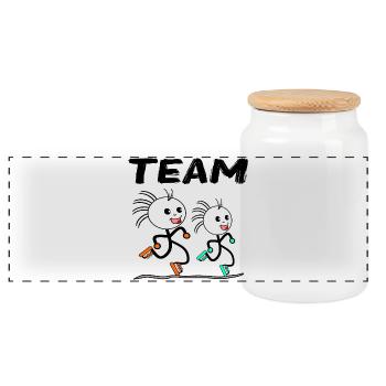 ÉQUIPE DE COURSE À PIED TRICOTER HOMME DE COURSE GROUPE DE COURSE - Boîte à biscuits avec couvercle en bois - blanc - Devant