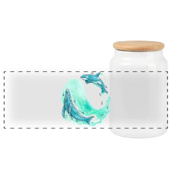 Whale Wave - Panoramic Cookie Jar with Wooden Lid - white - Front