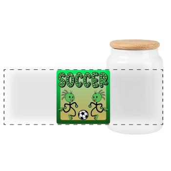 KINDER FUSSBALL SPORT ZEICHNUNG - Panorama Keksdose mit Holzdeckel - Weiß - Vorne