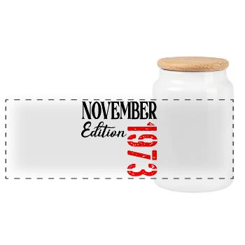 53e anniversaire novembre 1973 - CINQUANTE-TROIS - Boîte à biscuits avec couvercle en bois - blanc - Devant