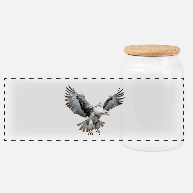 Adler Majestätischer Greifvogel Steinadler - Panorama Keksdose mit Holzdeckel - Weiß