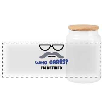 Leisure Pension Retirement Statement Pensioner - Panoramic Cookie Jar with Wooden Lid - white - Front