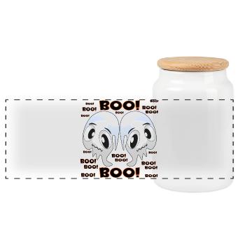 GHOSTS GHOSTS HALLOWEEN COSTUMES FOR COUPLES - Panoramic Cookie Jar with Wooden Lid - white - Front