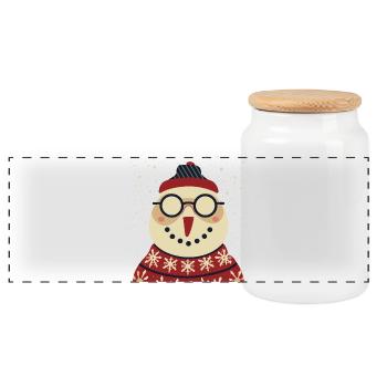 Winter Eulenpullover mit Brille - Panorama Keksdose mit Holzdeckel - Weiß - Vorne