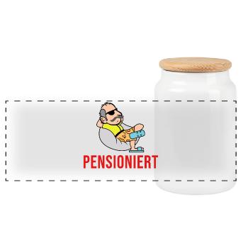 Pensionierung Spruch Senior Ruhestand Pensionär - Panorama Keksdose mit Holzdeckel - Weiß - Vorne