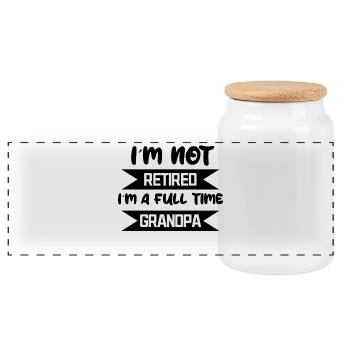 Retirement Statement Senior Career Profession Retiree - Panoramic Cookie Jar with Wooden Lid - white - Front
