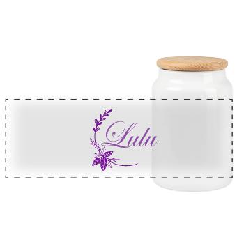 Lulu - Panoramic Cookie Jar with Wooden Lid - white - Front