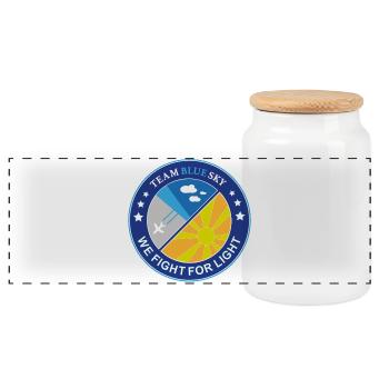 Sun Lover Badge Team Blue Sky Light Warrior Emblem - Panoramic Cookie Jar with Wooden Lid - white - Front
