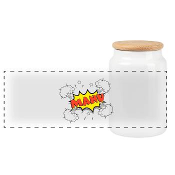 Manu - Boîte à biscuits avec couvercle en bois - blanc - Devant