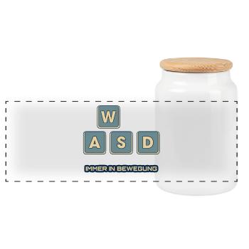 WASD - immer in Bewegung - Panorama Keksdose mit Holzdeckel - Weiß - Vorne