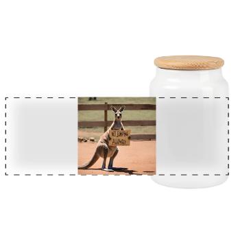 Kangaroo Meme Design - Printflow - Boîte à biscuits avec couvercle en bois - blanc - Devant