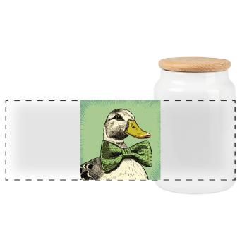 Canard avec nœud papillon - Boîte à biscuits avec couvercle en bois - blanc - Devant