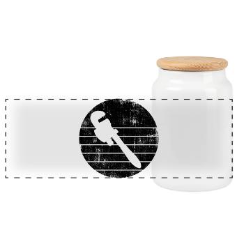 Clé à pipe - Boîte à biscuits avec couvercle en bois - blanc - Devant