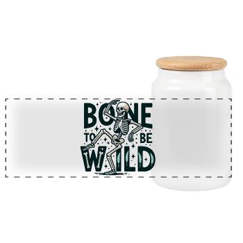 Bone to be wild - Panorama Keksdose mit Holzdeckel - Weiß - Vorne