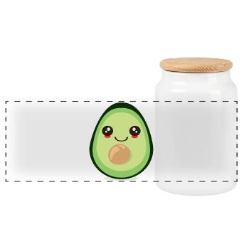 CUTE KAWAII AVOCADO FRUIT - Panoramic Cookie Jar with Wooden Lid - white - Front