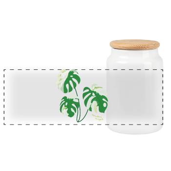 monstera variegata pflanze plant-mom grüner daumen - Panorama Keksdose mit Holzdeckel - Weiß - Vorne