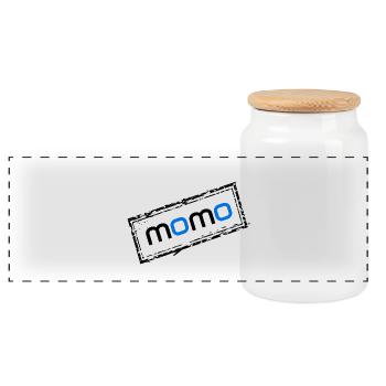 Momo - Panoramic Cookie Jar with Wooden Lid - white - Front
