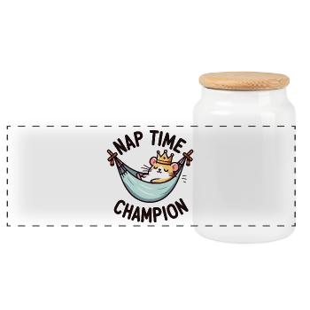 Champion de la sieste - Boîte à biscuits avec couvercle en bois - blanc - Devant