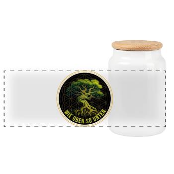 Yggdrasil Hermétique Mystique Arbre de la Sagesse Design - Boîte à biscuits avec couvercle en bois - blanc - Devant